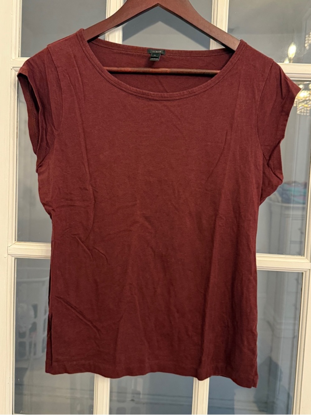 J. CREW Women’s Burgundy Ballet Cap Sleeve T-Shirt Size M